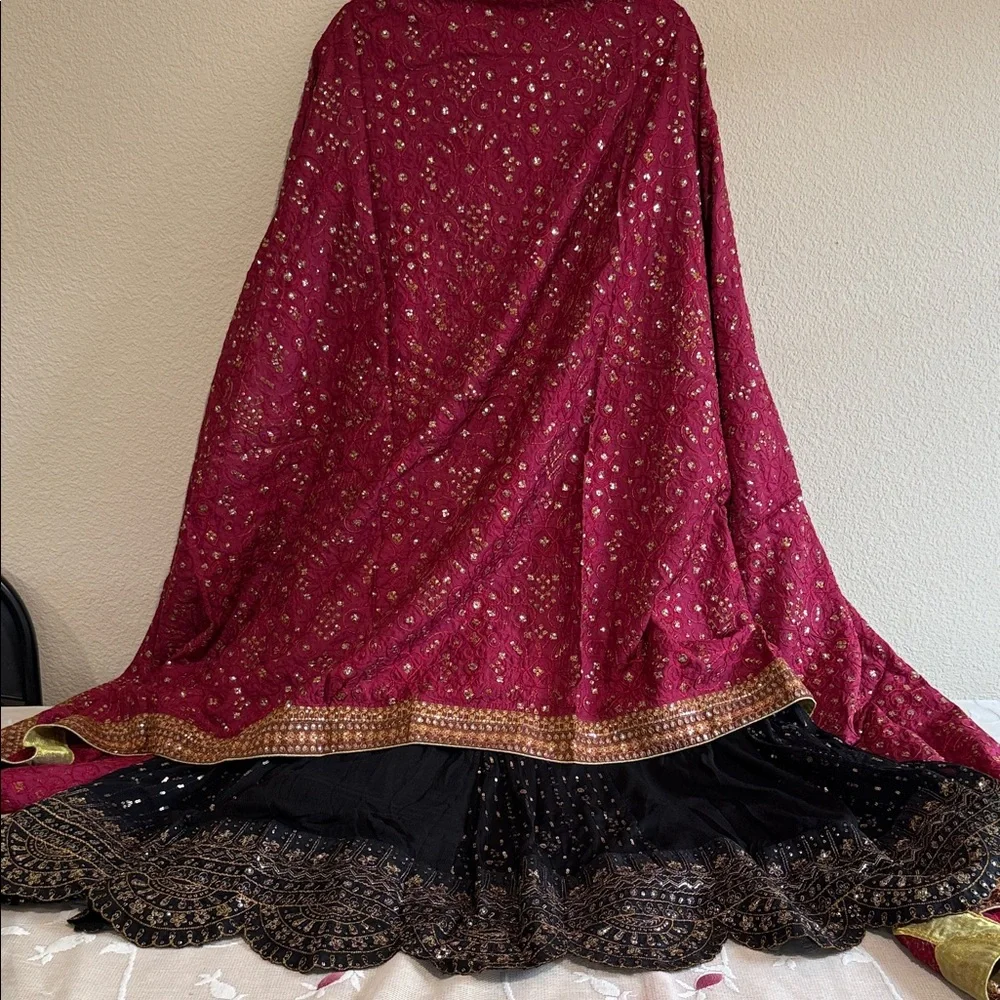Three Piece Angrakha Style Long Pakistani Dress. New - Picture 10 of 12